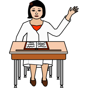 student raising her hand at destk
