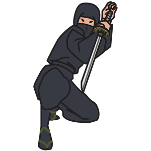 Ninja with a sword, attacking