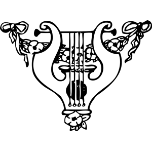 lyre and garland