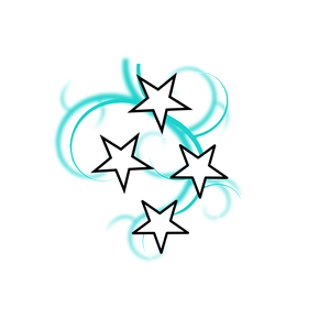Teal And White Tattoo With Stars