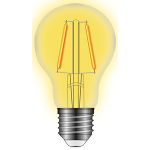 Glowing LED filament bulb lamp clipart, cliparts of Glowing LED