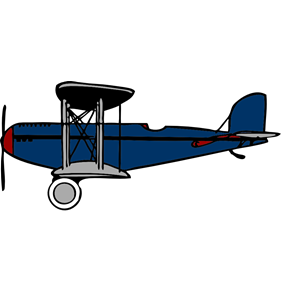 Blue Biplane with Red Wings