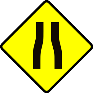 caution_road narrows