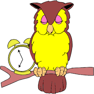 Owl with Alarm Clock.