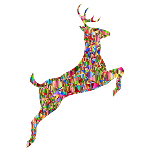 Low Poly Chromatic Leaping Deer Silhouette