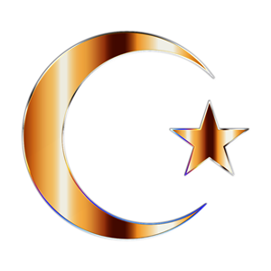 Golden Crescent Moon And Star