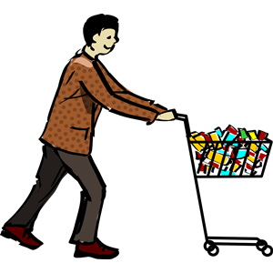 Man with Japanese Shopping Cart