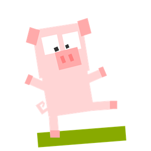 Square Animal Cartoon Pig