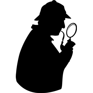 Consulting detective with pipe and magnifying glass [silhouette]