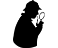 Consulting detective with pipe and magnifying glass [silhouette]