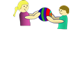 children sharing a ball