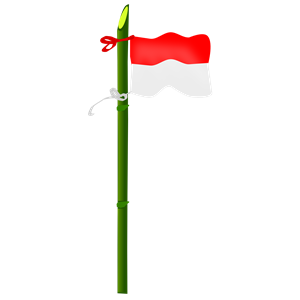 Bamboo and Indonesian flag
