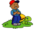 African Kid and Turtle