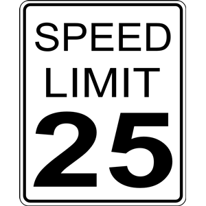 CA speed limit 25 roadsign