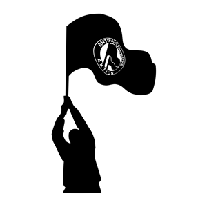 Antifascist holding an antifa flag