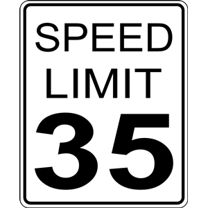CA speed limit 35 roadsign