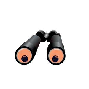 Binoculars with spying eyes
