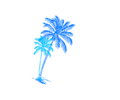 Blue Palm Tree Pair