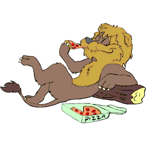 Lion Eating Pizza
