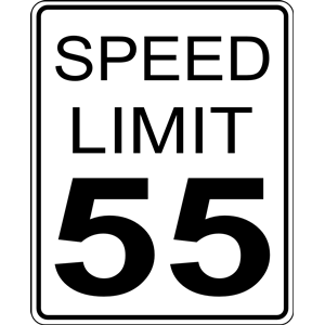 CA speed limit 55 roadsign
