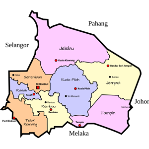Parliamentary map of Negeri Sembilan, Malaysia clipart, cliparts of