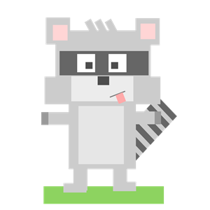Square Animal Cartoon Raccoon