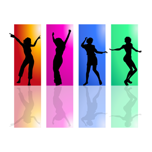 Colorful Dancing Women Silhouette