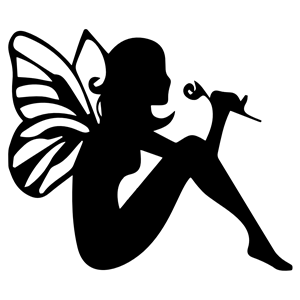 Fairy Smelling Flower Silhouette