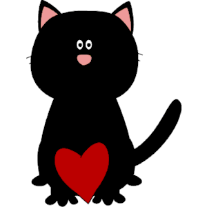 Black cat red heart 