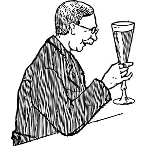 man with lager glass