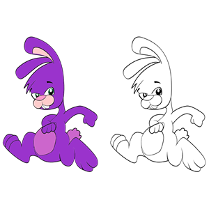 Purple And Line Art Bunny