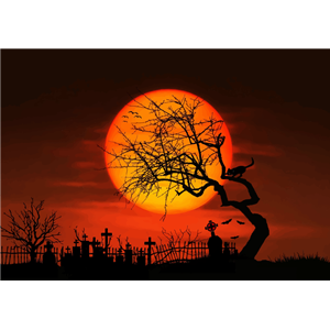 Midnight Graveyard Silhouette