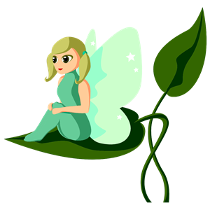 Female Fairy Sitting On Leaf