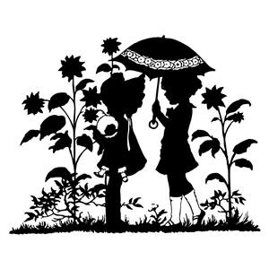 Vintage Children Under Umbrella