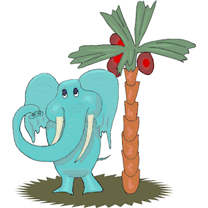 Elephant by Palm Tree