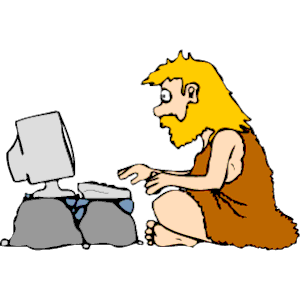 Cave Man at Men Computer