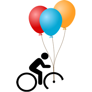 fixing a broken bicycle with balloons