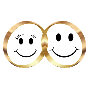 Female And Male Smileys Gold Rings