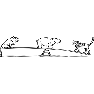 animals on see saw