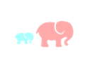Elephant Mom & Baby/Pink And Blue