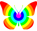 Butterly with seven rainbow colors