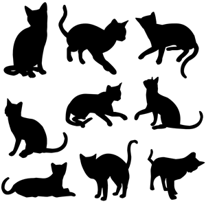 Nine Cats Silhouettes