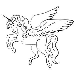 Winged Unicorn Line Art