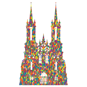 Polyprismatic Hexagonal Mosaic Gothic Castle Silhouette