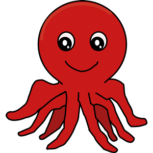 Red Cartoon Octopus