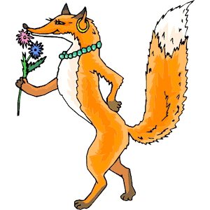 Fox Smelling Flowers