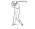 Golfer at the top of the stroke