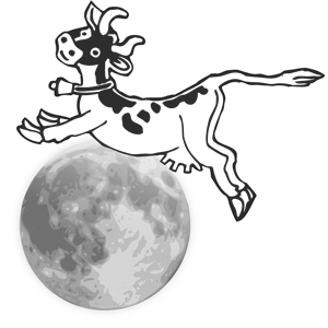 The cow jumps over the moon