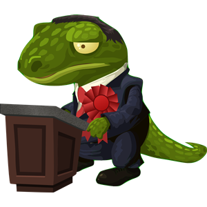 Very important lizard gives a speech