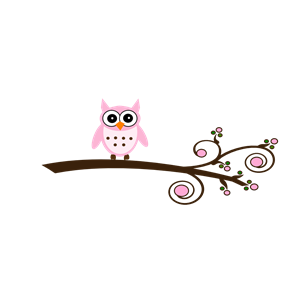 Pink Owl on a Branch